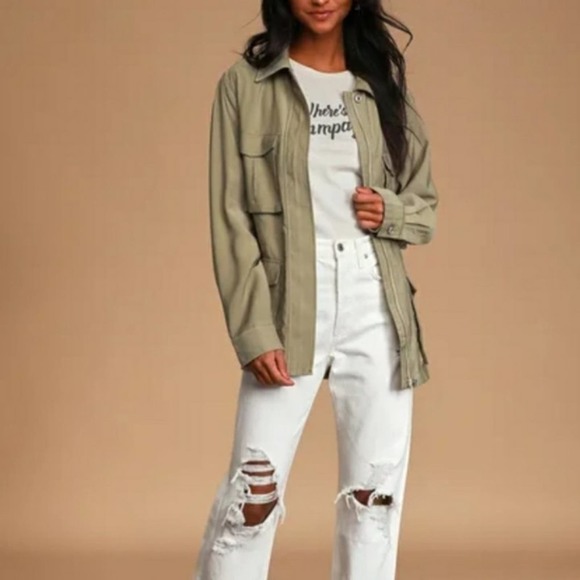 Lulu's Mover & Shaker Belted Utility Jacket Size S - Picture 2 of 8